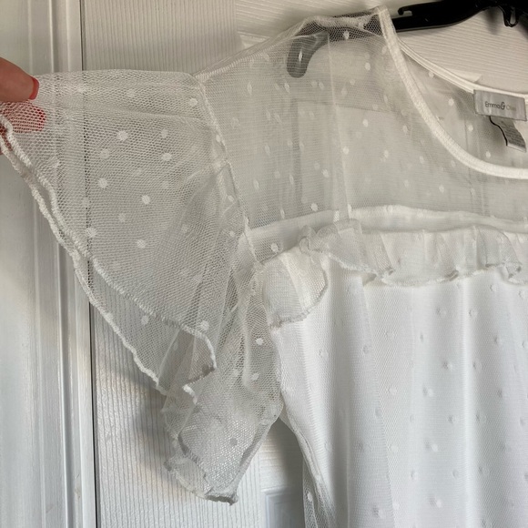 Emma & Olive Ivory Lined Mesh Overlay Top -NWOT - Picture 7 of 9